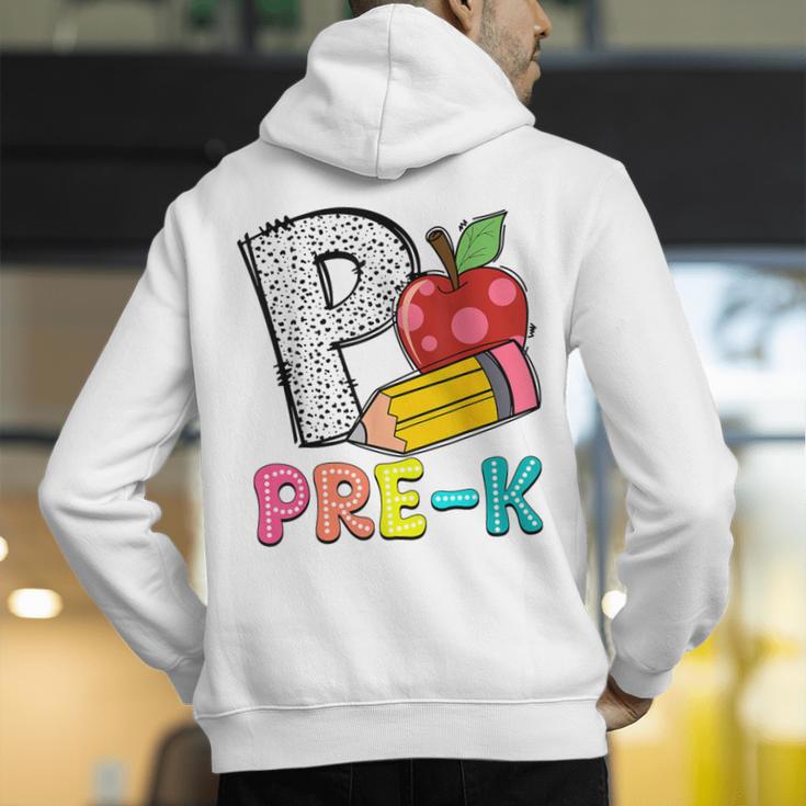 P Is For Pre-K Teacher Pencil Apple Back To School Men's Hoodie Back Print, funny gift P Is For Pre-K Teacher Pencil Apple Back To School Men's Hoodie Back Print, funny gift