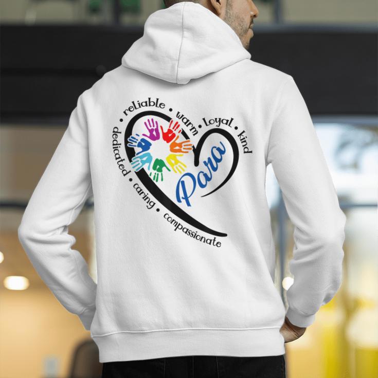 Para Heart Teacher Paraprofessional Paraeducator Men Women Men's Hoodie Back Print, funny gift