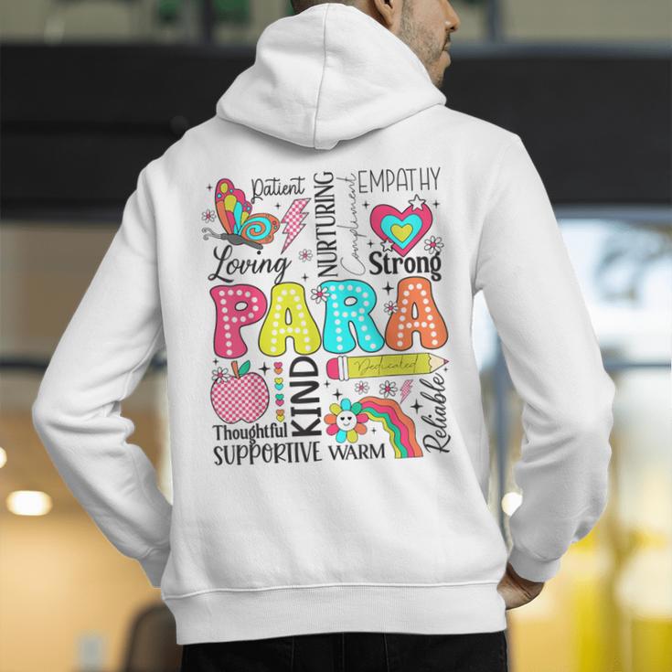 Para Paraprofessional Paraeducator Teacher Back To School Men's Hoodie Back Print, funny gift