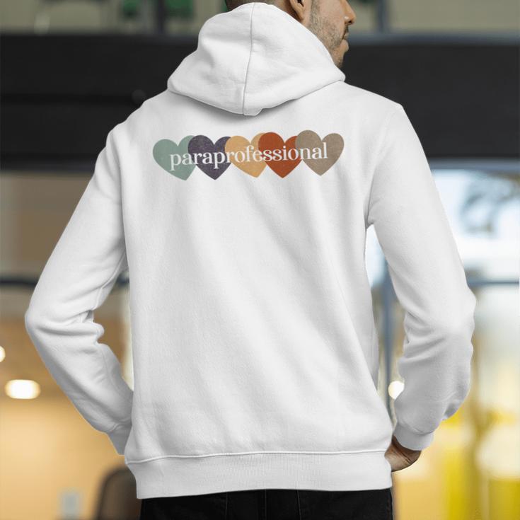 Paraprofessional Teacher Hearts Back To School Teach Rainbow Men Women Kids Men's Hoodie Back Print, funny gift