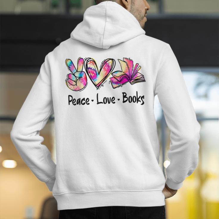 Peace Love Books Librarian Teacher Life Book Library Tie Dye Men's Hoodie Back Print, funny gift Peace Love Books Librarian Teacher Life Book Library Tie Dye Men's Hoodie Back Print, funny gift