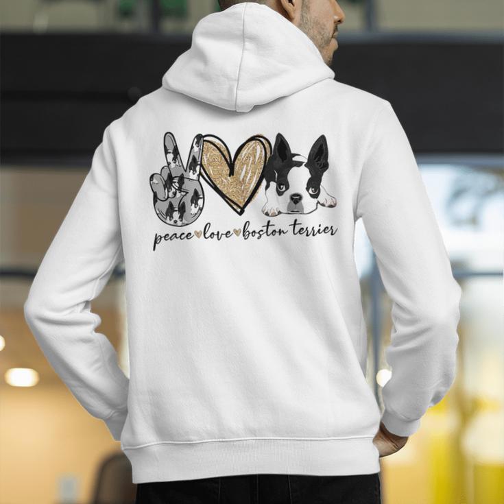 Peace Love Boston Terrier Boston Terrier Lover Dog Mom Men's Hoodie Back Print, Boston Terrier Mom Hoodies, funny gift