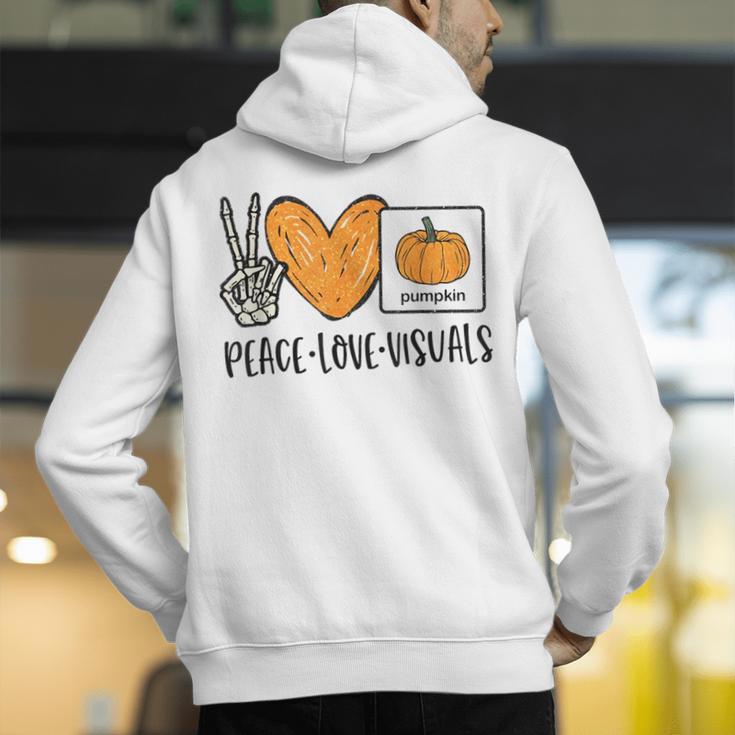 Peace Love Visuals Sped Teacher Pumpkin Skeleton Halloween Men's Hoodie Back Print, funny gift Peace Love Visuals Sped Teacher Pumpkin Skeleton Halloween Men's Hoodie Back Print, funny gift