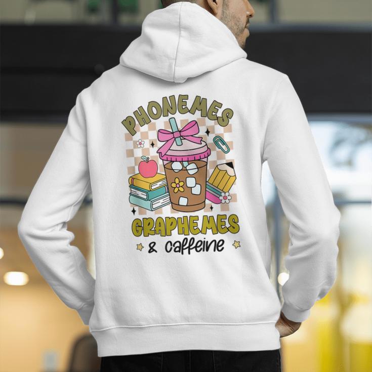 Phonemes Graphemes Caffeine Back To School Reading Teacher Men's Hoodie Back Print, funny gift Phonemes Graphemes Caffeine Back To School Reading Teacher Men's Hoodie Back Print, funny gift