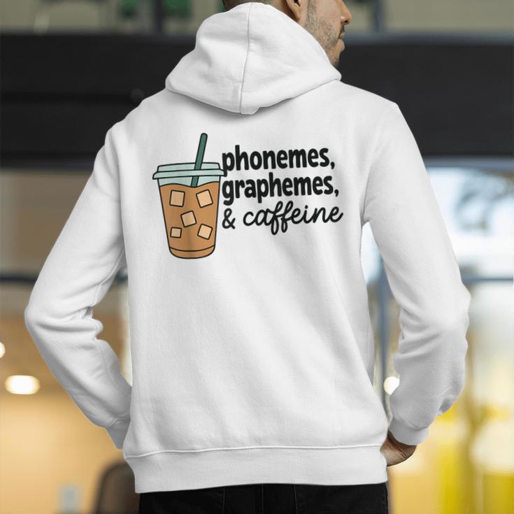 Phonemes Graphemes And Caffeine Coffee Teacher Appreciation Men's Hoodie Back Print, funny gift Phonemes Graphemes And Caffeine Coffee Teacher Appreciation Men's Hoodie Back Print, funny gift