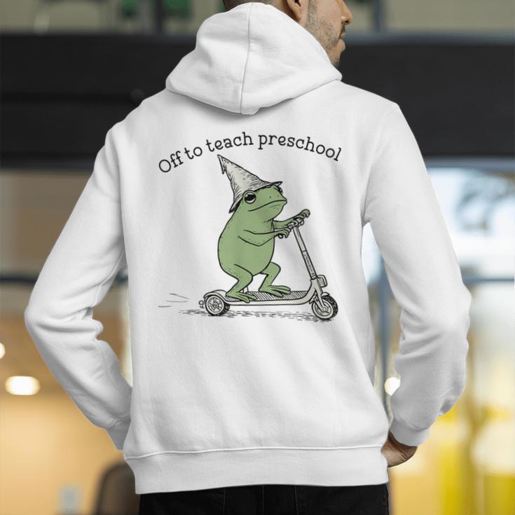 Pre K Grade Teacher Frog Back To School Preschool Men's Hoodie Back Print, funny gift