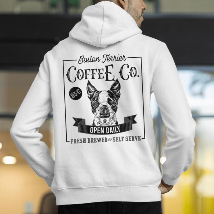Retro Boston Terrier Coffee Dog Mom Coffee Lover Men's Hoodie Back Print, Boston Terrier Mom Hoodies, funny gift