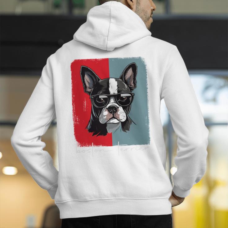 Retro Boston Terrier Dog Lover Bostie Mom Dad Dog Owner Men's Hoodie Back Print, Boston Terrier Mom Hoodies, Boston Terrier Dad Hoodies, funny gift