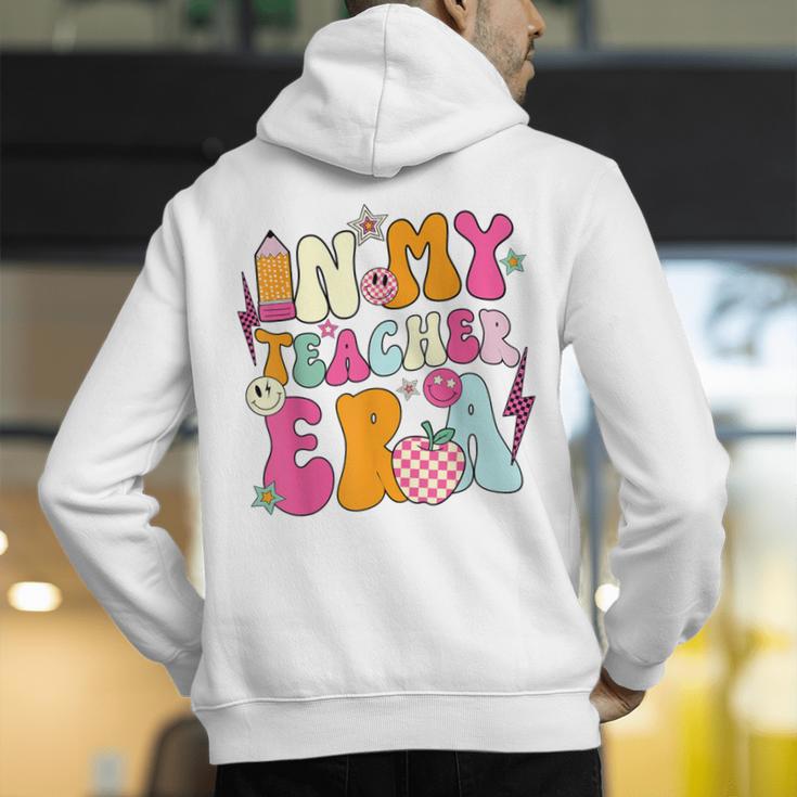 Retro Groovy In My Teaching Era Best Teacher Appreciation Men's Hoodie Back Print, Groovy Teacher Hoodies, funny gift