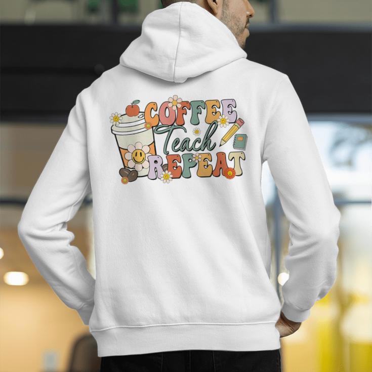 Retro Grovvy Coffee Teach Repeat Teacher Men's Hoodie Back Print, funny gift