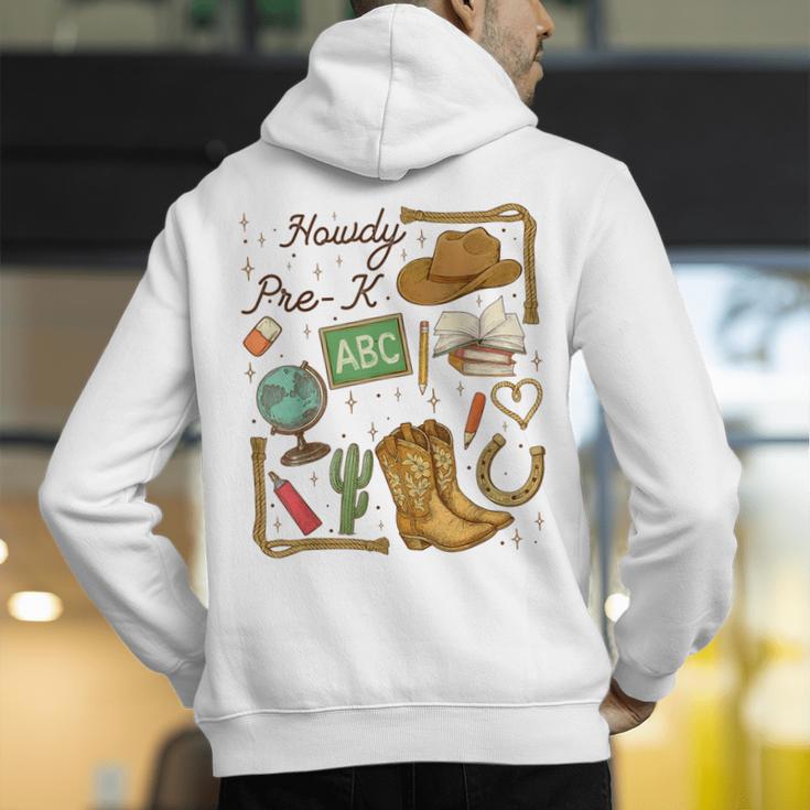 Retro Howdy Pre-K Back To School Western Teacher Men's Hoodie Back Print, funny gift