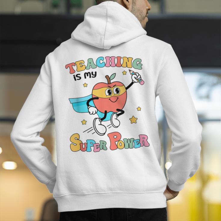 Retro Teaching Is My Superpower Apple Teacher Appreciation Men's Hoodie Back Print, funny gift Retro Teaching Is My Superpower Apple Teacher Appreciation Men's Hoodie Back Print, funny gift