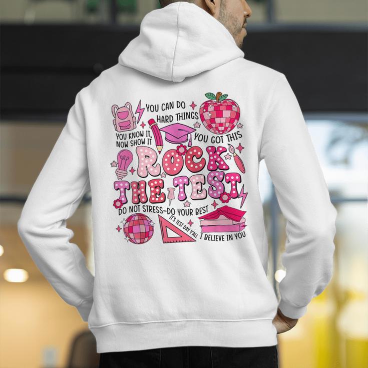 Rock The Test Testing Day Don't Stress Do Your Best Teacher For Men Women Girls Kids Men's Hoodie Back Print, funny gift