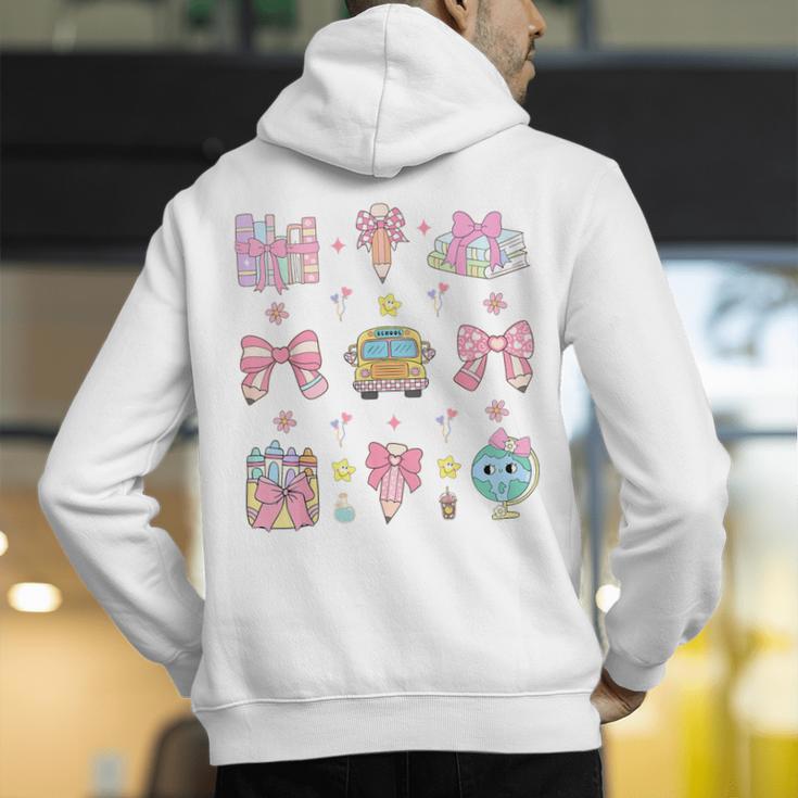 School Pencils And Bows Teacher Bow Coquette Pencil Girls Men's Hoodie Back Print, funny gift