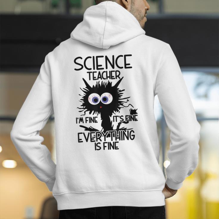 Science Teacher Appreciation Merch -Adults -Youth Grey Classic Fit Modern Science Theme Cartoon Men's Hoodie Back Print, Science Teacher Hoodies, funny gift