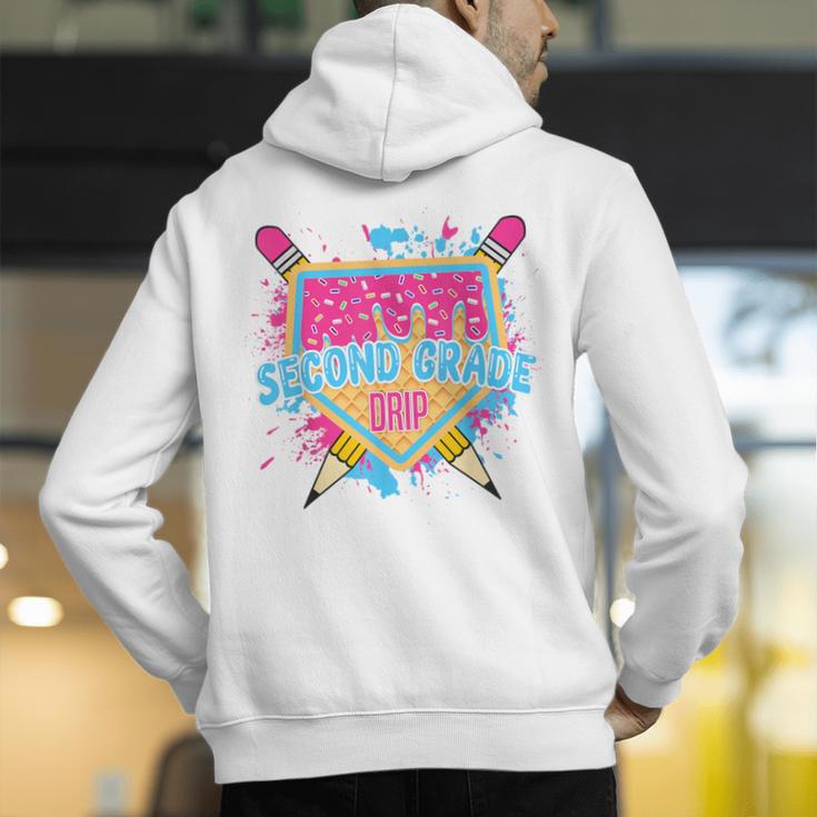 Second Grade Drip Ice Cream Home Plate Baseball Teachers Kid Men's Hoodie Back Print, funny gift