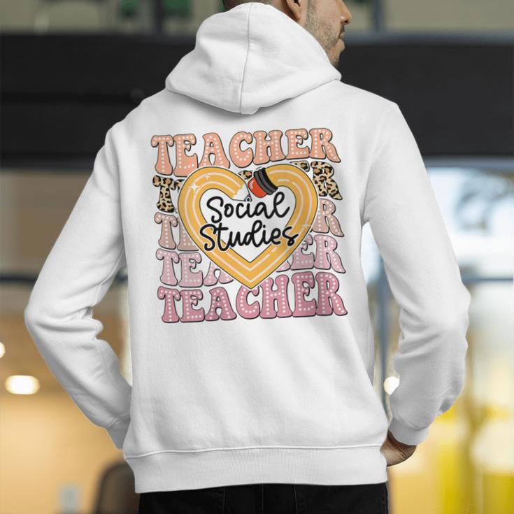 Social Studies Teacher Pencil Heart Leopard Back To School Men's Hoodie Back Print, funny gift Social Studies Teacher Pencil Heart Leopard Back To School Men's Hoodie Back Print, funny gift