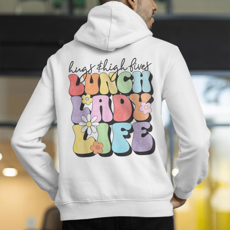 Soul Bleach Teacher Staff First Day Of School Last Hugs & High Fives Lunch Lady Vibes Blue Classic Fit Men's Hoodie Back Print, funny gift Soul Bleach Teacher Staff First Day Of School Last Hugs & High Fives Lunch Lady Vibes Blue Classic Fit Men's Hoodie Back Print, funny gift