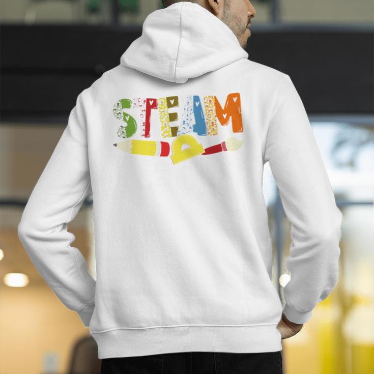 Steam Teacher Science Tech Engineering Arts Maker Men's Hoodie Back Print, Science Teacher Hoodies, funny gift