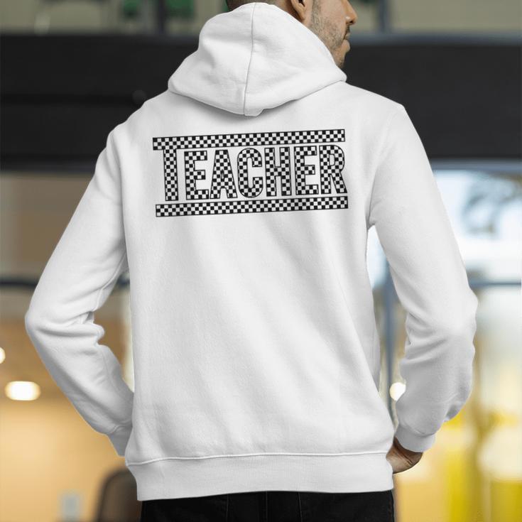 Teacher Checkered Racing Teacher Appreciation Men Women Men's Hoodie Back Print, funny gift Teacher Checkered Racing Teacher Appreciation Men Women Men's Hoodie Back Print, funny gift