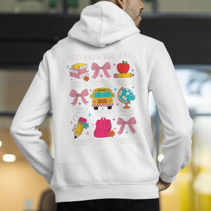 Teacher Christian God Says I Am Faith Religious Bible Verse Men's Hoodie Back Print, funny gift Teacher Christian God Says I Am Faith Religious Bible Verse Men's Hoodie Back Print, funny gift