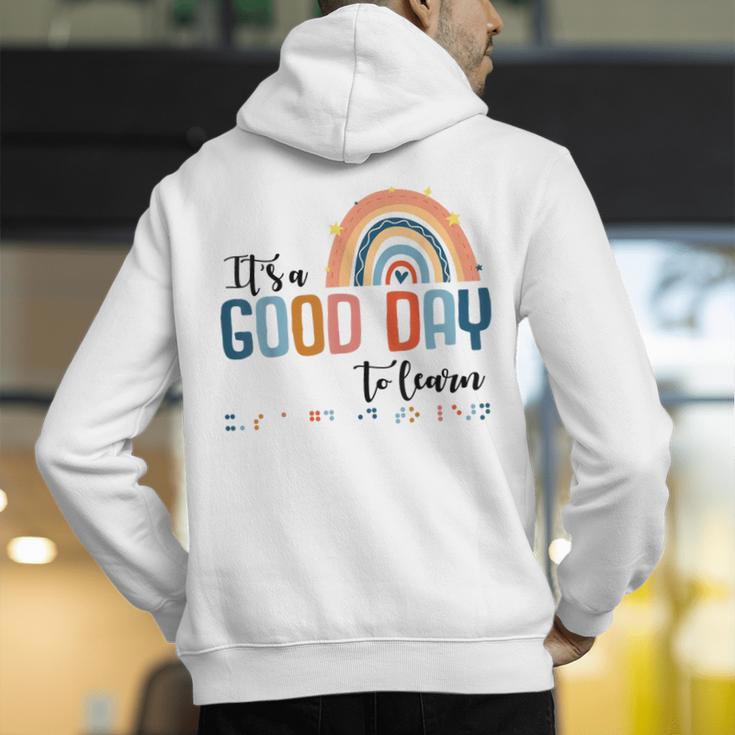 Teacher Of Visually Impaired Braille A Good Day To Learn Men's Hoodie Back Print, funny gift