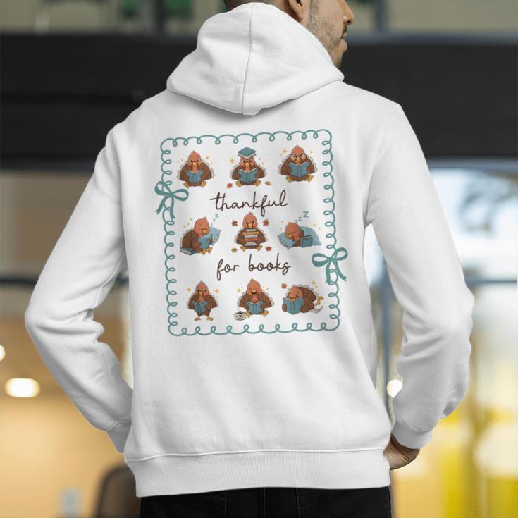 Thankful For Books Turkey Reading Book Lovers Fall Teacher Men's Hoodie Back Print, funny gift Thankful For Books Turkey Reading Book Lovers Fall Teacher Men's Hoodie Back Print, funny gift