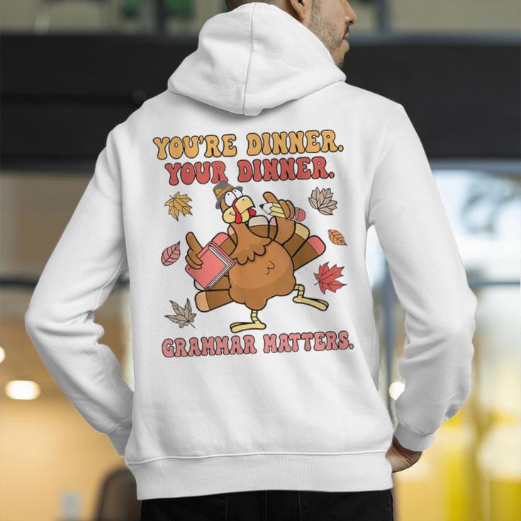 Thanksgiving Grammar Thankful English Teacher Fall Turkey Men's Hoodie Back Print, English Teacher Hoodies, funny gift Thanksgiving Grammar Thankful English Teacher Fall Turkey Men's Hoodie Back Print, English Teacher Hoodies, funny gift