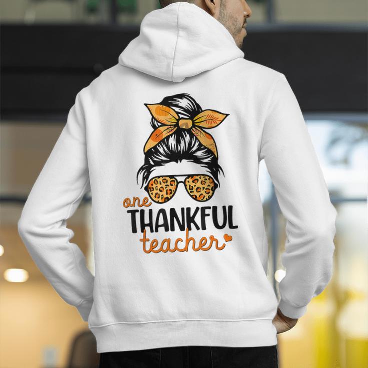 Thanksgiving Shirt Teacher Women Messy Bun Thankful Teacher Men's Hoodie Back Print, funny gift Thanksgiving Shirt Teacher Women Messy Bun Thankful Teacher Men's Hoodie Back Print, funny gift