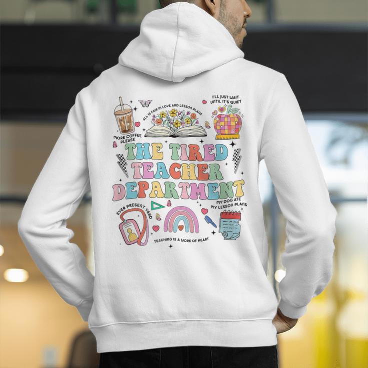The Tired Teachers Department Retro Groovy Back To School Men's Hoodie Back Print, funny gift The Tired Teachers Department Retro Groovy Back To School Men's Hoodie Back Print, funny gift