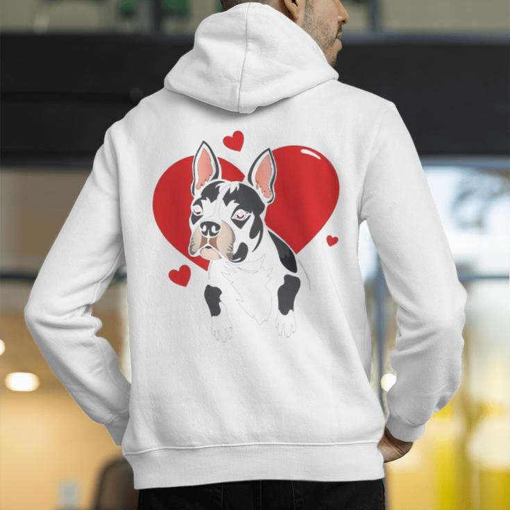 Valentine's Day Boston Terrier Heart Men's Hoodie Back Print, funny gift