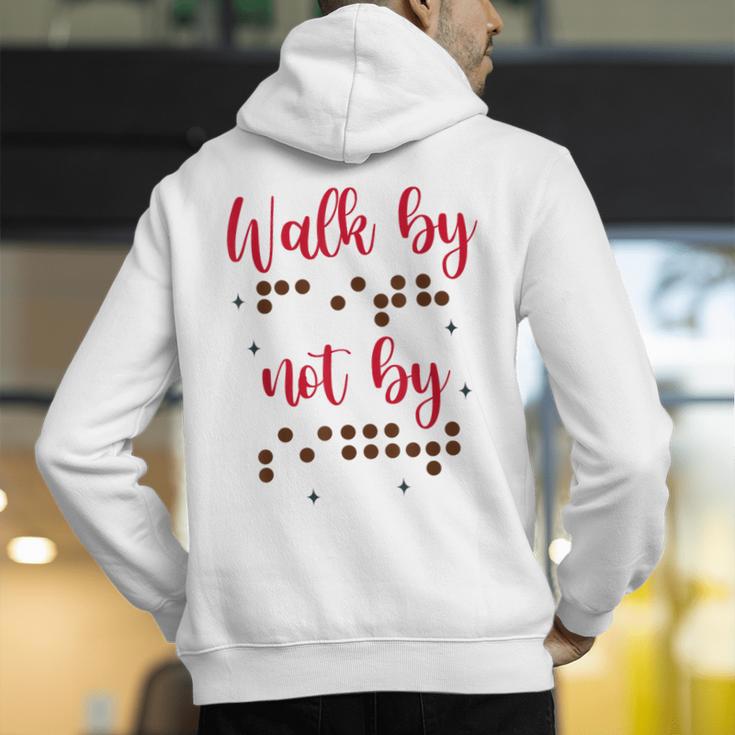 Visually Impaired Teacher Braille Bible Verse Walk By Faith Men's Hoodie Back Print, funny gift