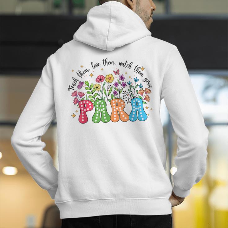 Wildflower Para Floral Paraprofessional Paraeducator Teacher Men's Hoodie Back Print, funny gift