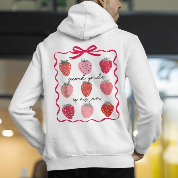 Women Second Grade Is My Jam Strawberry First Kids Teacher Men's Hoodie Back Print, First Grade Teacher Hoodies, funny gift