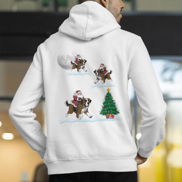Xmas Lighting Tree Santa Riding Boston Terrier Christmas Men's Hoodie Back Print, Boston Terrier Riding Hoodies, Boston Terrier Christmas Hoodies, funny gift