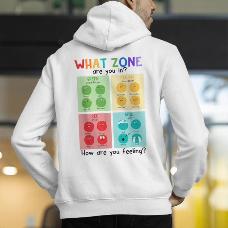 What Zone Are You In How Are You Feeling Teacher Men's Hoodie Back Print, funny gift