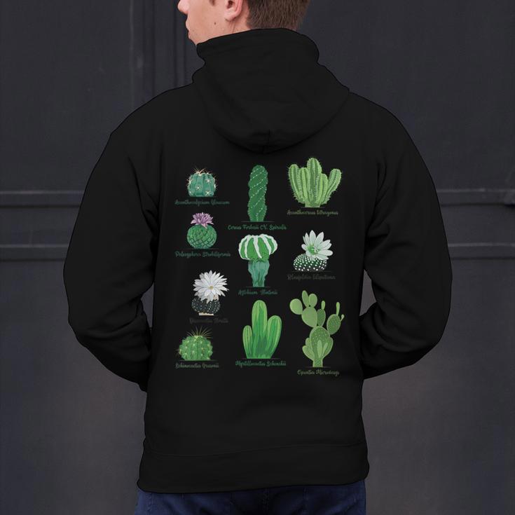 10 Types Of Cactus Succulent Teacher Chart Cactus Lover Tee Men's Hoodie Back Print, gift for family, gift for coworker