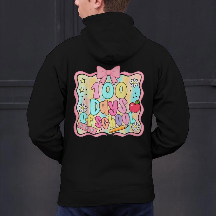 100 Days Of School Preppy 100th Day Of School Teacher Kids Men's Hoodie Back Print, gift for family, gift for coworker