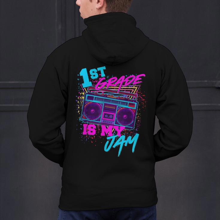 1st Grade Is My Jam Vintage 80s 80's Teacher Student Retro Men's Hoodie Back Print, gift for family, gift for coworker 1st Grade Is My Jam Vintage 80s 80's Teacher Student Retro Men's Hoodie Back Print, gift for family, gift for coworker
