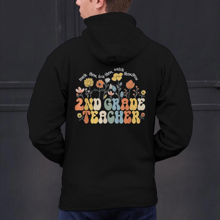2nd Second Grade Teacher Appreciation Teaching Wildflowers Men's Hoodie Back Print, 2nd Grade Teacher Hoodies, gift for family, gift for coworker