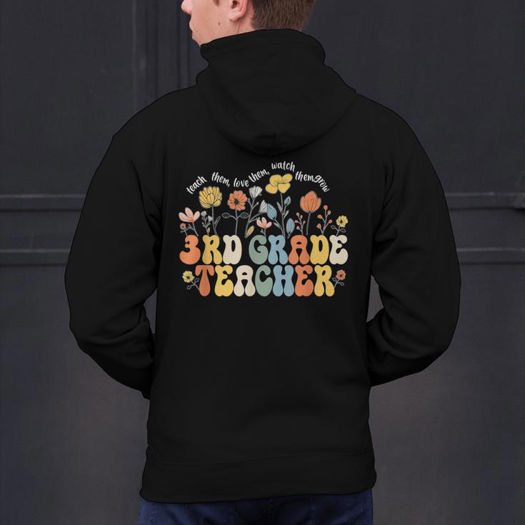 3rd Third Grade Teacher Appreciation Teaching Wildflowers Men's Hoodie Back Print, gift for family, gift for coworker