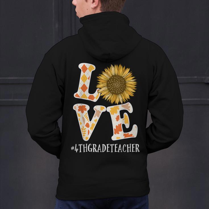 4th Grade Teacher Love Autumn Fall Sunflower Appreciation Men's Hoodie Back Print, 4th Grade Teacher Hoodies, gift for family, gift for coworker