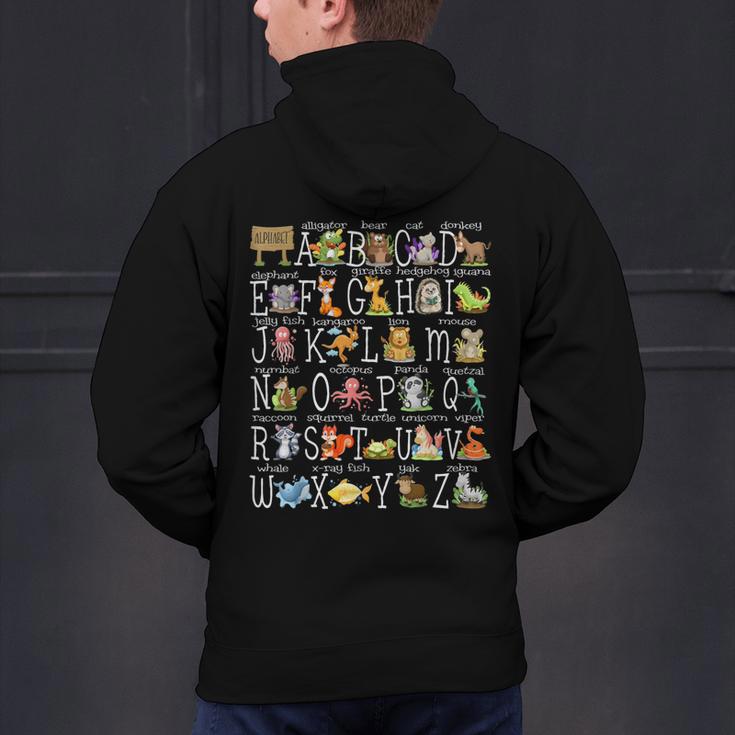 Alphabet Animals Back To School Pre-K Kindergarten Teacher Men's Hoodie Back Print, gift for family, gift for coworker Alphabet Animals Back To School Pre-K Kindergarten Teacher Men's Hoodie Back Print, gift for family, gift for coworker