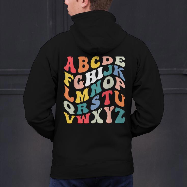 Alphabet Hi Back To School ABC Pre K Kindergarten Teacher Men's Hoodie Back Print, gift for family, gift for coworker