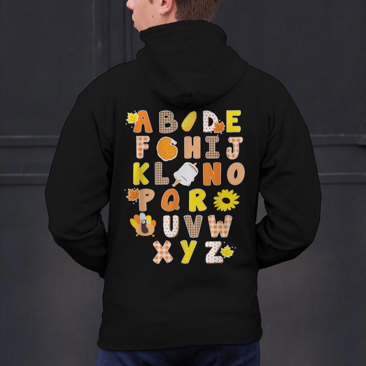 Alphabet Turkey Thanksgiving Costume Preschool Teacher Men Women Men's Hoodie Back Print, gift for family, gift for coworker Alphabet Turkey Thanksgiving Costume Preschool Teacher Men Women Men's Hoodie Back Print, gift for family, gift for coworker