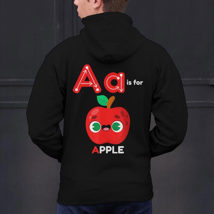 A Is For Apple Pre-K Kindergarten Teacher Student Men's Hoodie Back Print, gift for family, gift for coworker A Is For Apple Pre-K Kindergarten Teacher Student Men's Hoodie Back Print, gift for family, gift for coworker