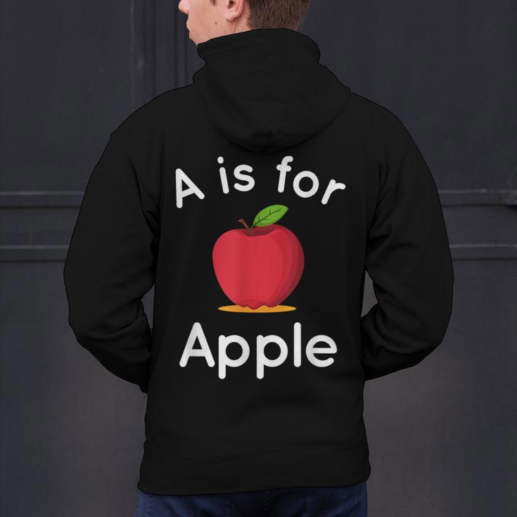A Is For Apple Toddler Kindergarten Preschool Teacher Men's Hoodie Back Print, gift for family, gift for coworker