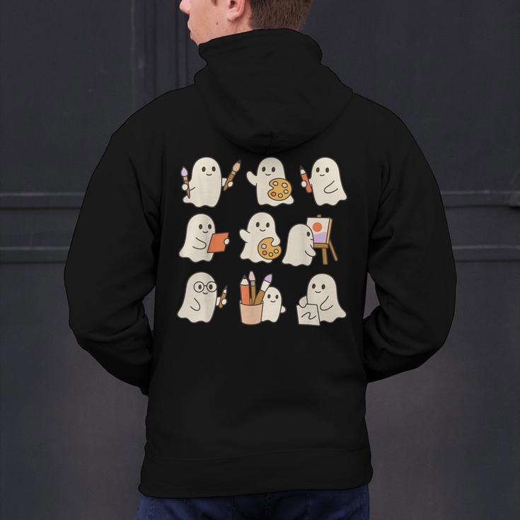 Art Teacher Ghost Halloween Artists Painter Teacher Spooky Men's Hoodie Back Print, gift for family, gift for coworker Art Teacher Ghost Halloween Artists Painter Teacher Spooky Men's Hoodie Back Print, gift for family, gift for coworker