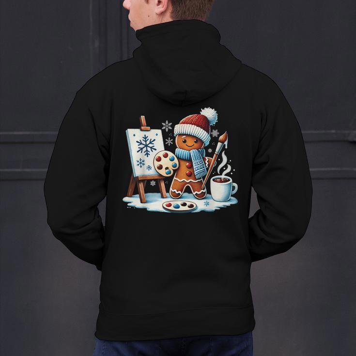 Artist Gingerbread Painter Art Teacher Student Christmas Men's Hoodie Back Print, gift for family, gift for coworker