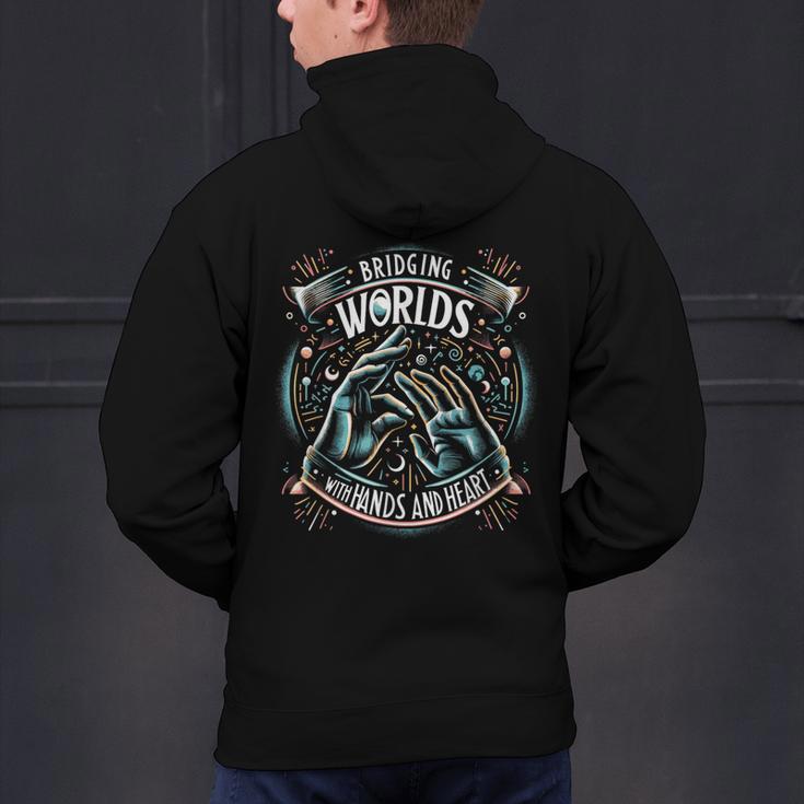 ASL Interpreter Deaf ASL Teacher American Sign Language Men's Hoodie Back Print, gift for family, gift for coworker